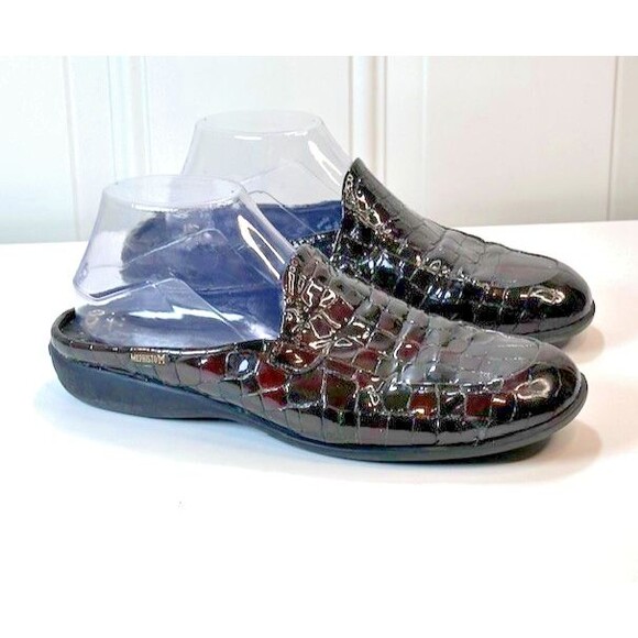 Mephisto Cool Air Slip-On Mules Women's US Size 9.5 Brown Leather Croc Slides - Picture 1 of 8